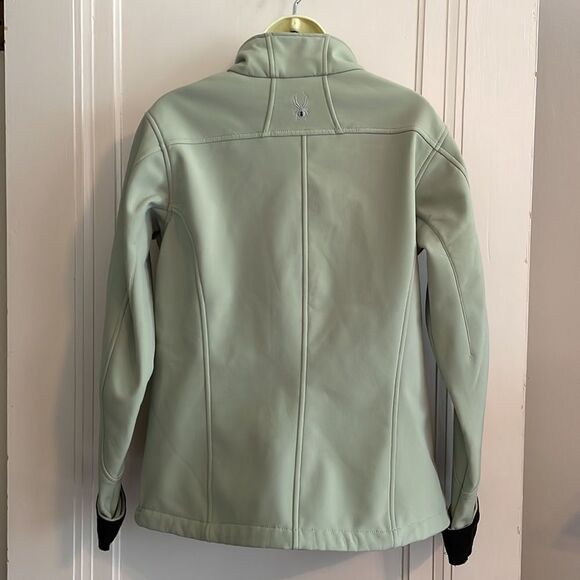 Spyder mint green light zip up front fleece lined coat - Picture 9 of 16